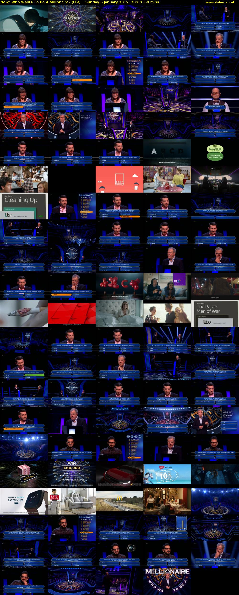 Who Wants To Be A Millionaire? (ITV) Sunday 6 January 2019 20:00 - 21:00