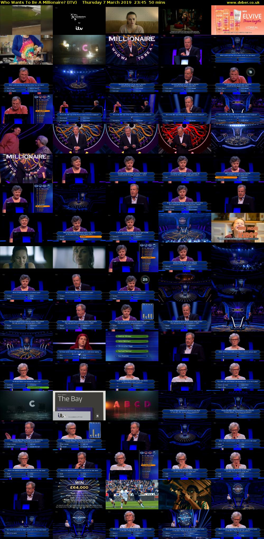 Who Wants To Be A Millionaire? (ITV) Thursday 7 March 2019 23:45 - 00:35