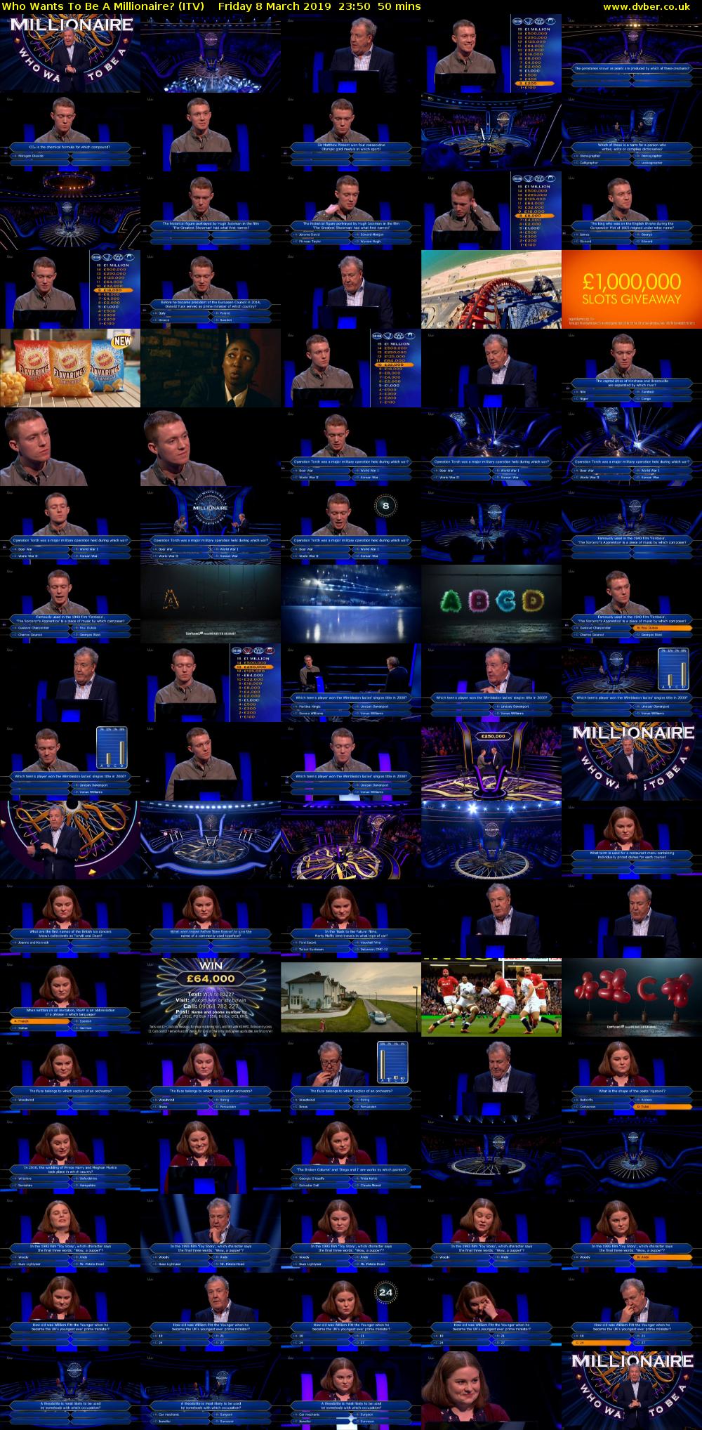 Who Wants To Be A Millionaire? (ITV) Friday 8 March 2019 23:50 - 00:40