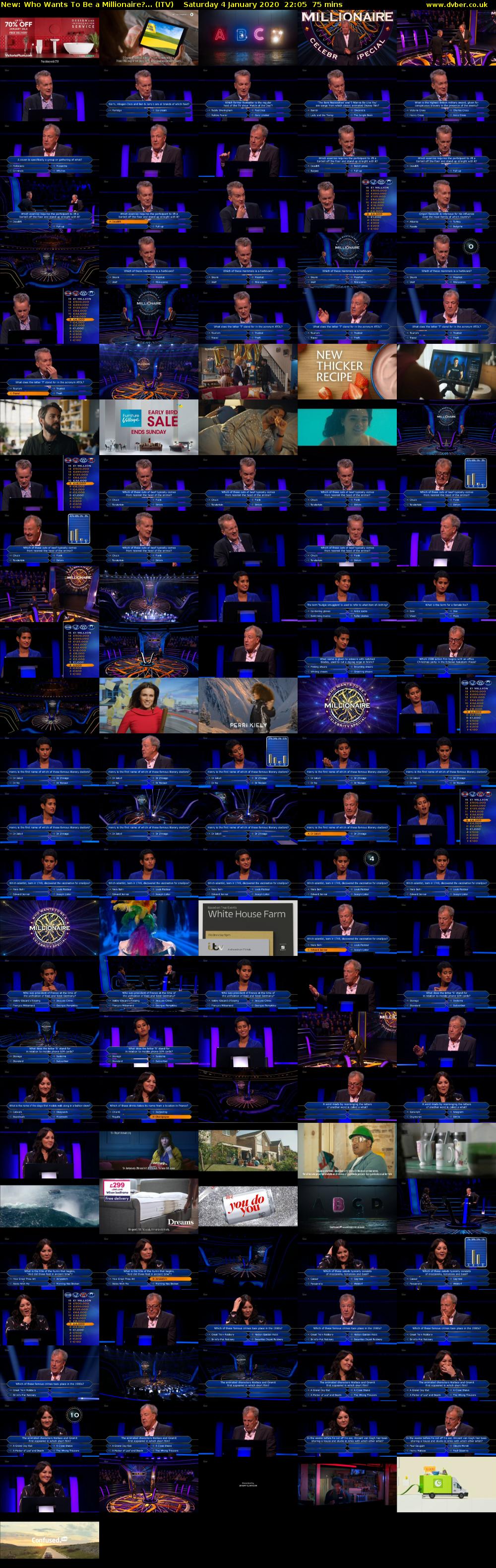 Who Wants To Be a Millionaire?... (ITV) Saturday 4 January 2020 22:05 - 23:20