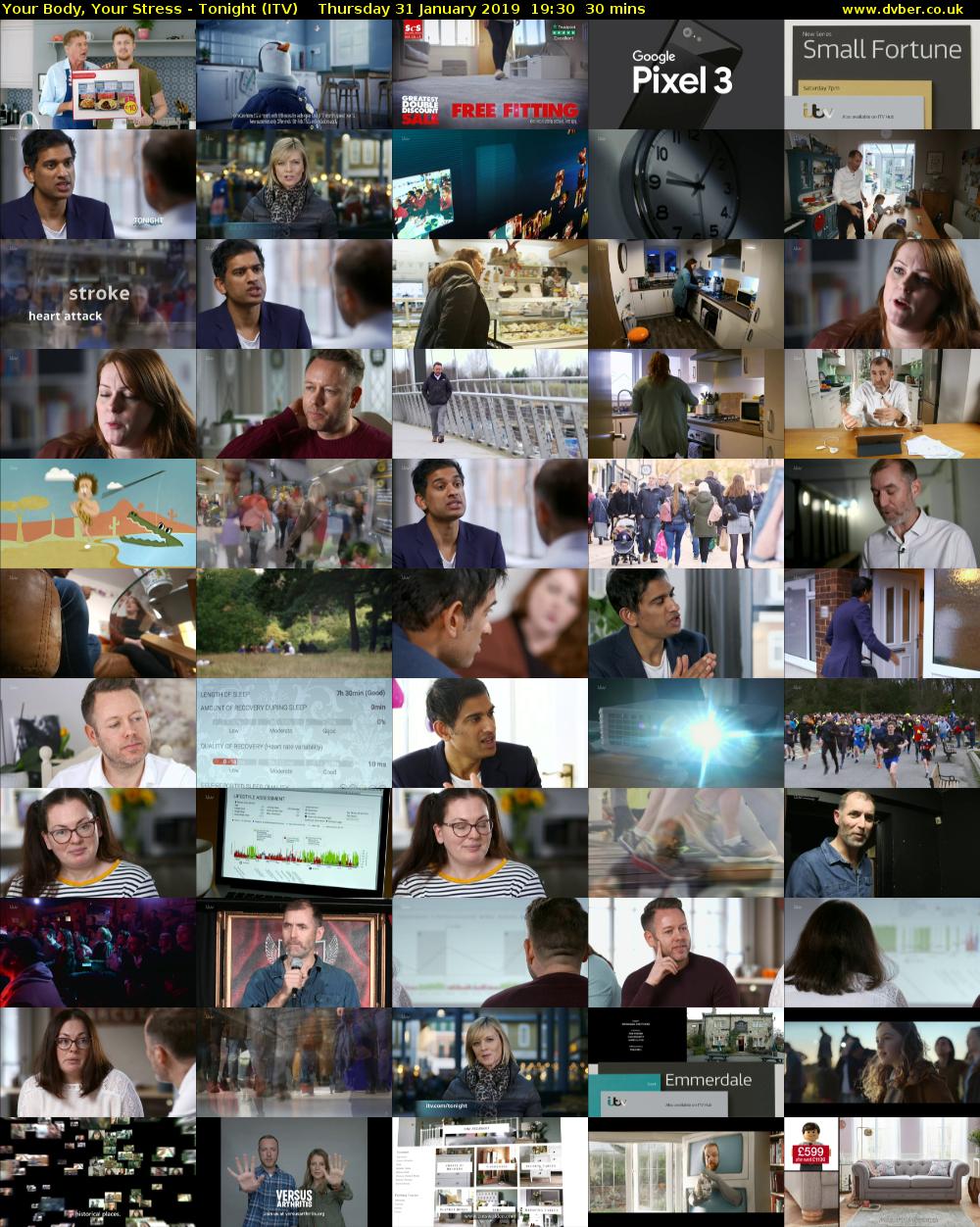 Your Body, Your Stress - Tonight (ITV) Thursday 31 January 2019 19:30 - 20:00