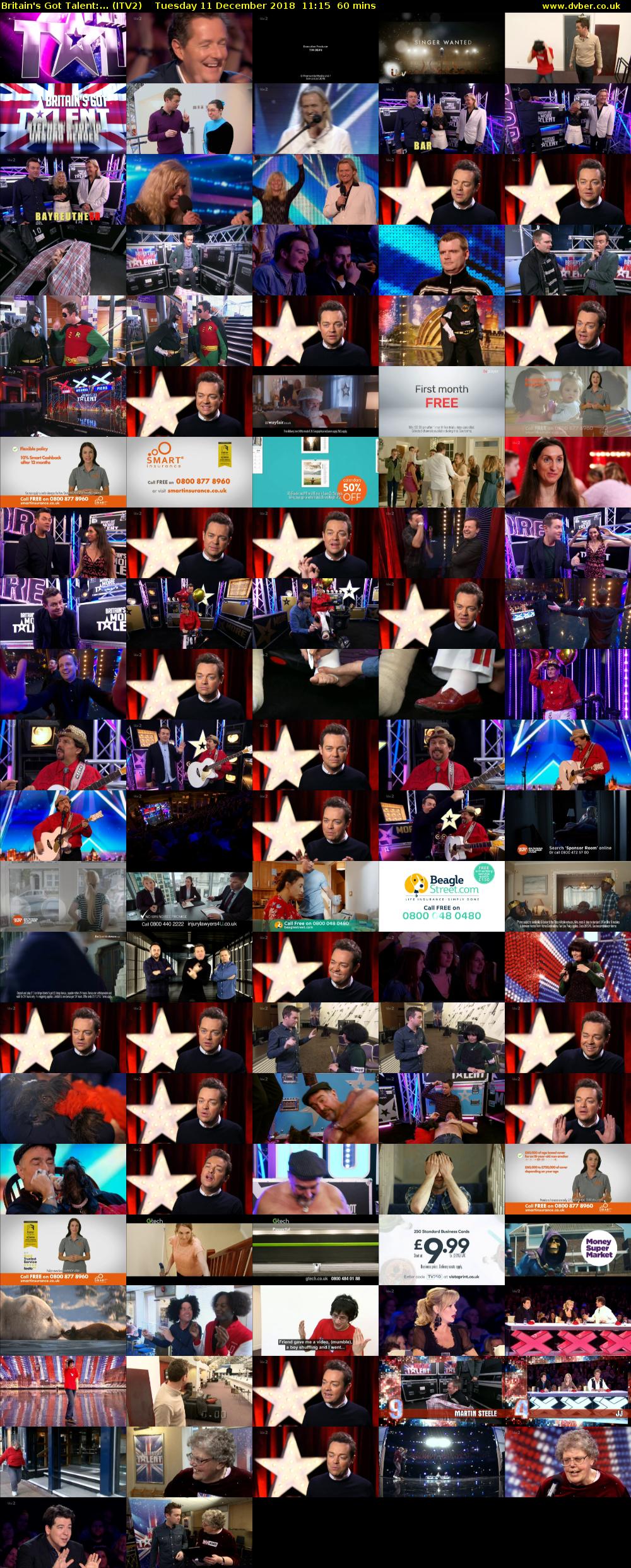 Britain's Got Talent:... (ITV2) Tuesday 11 December 2018 11:15 - 12:15