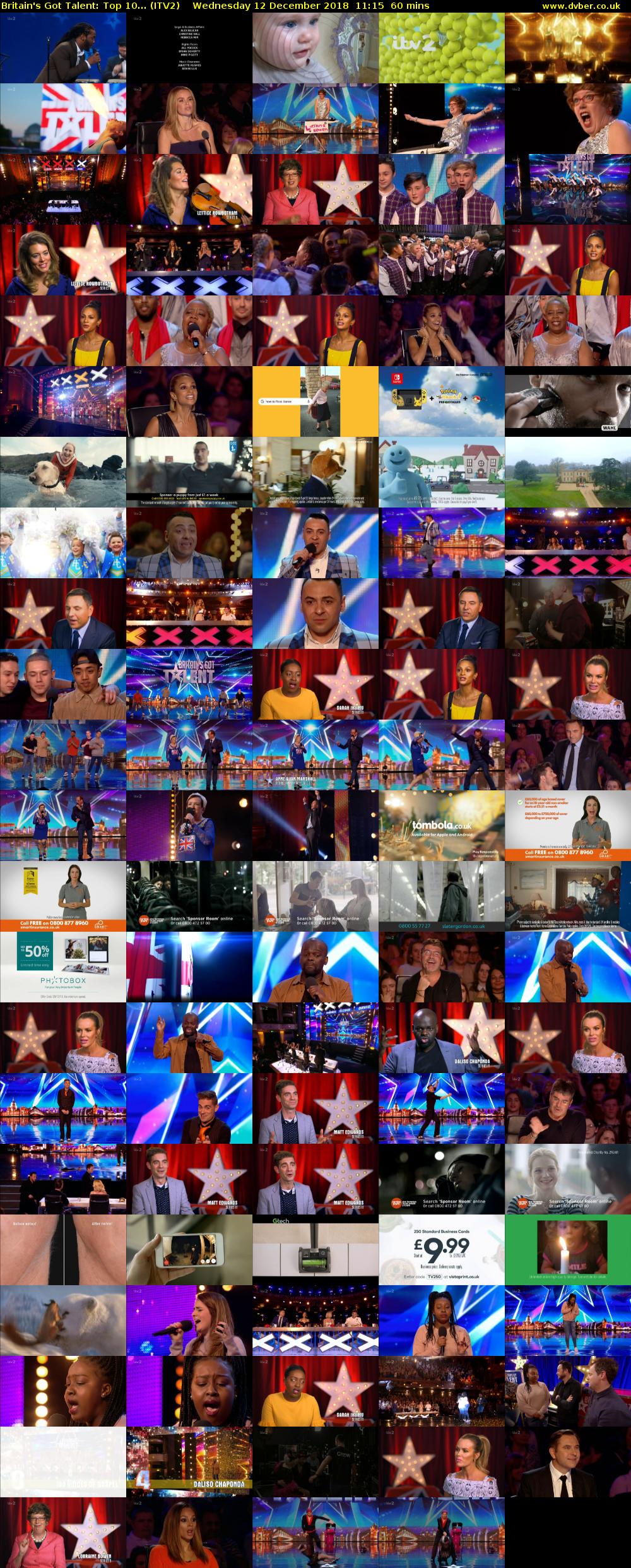 Britain's Got Talent: Top 10... (ITV2) Wednesday 12 December 2018 11:15 - 12:15
