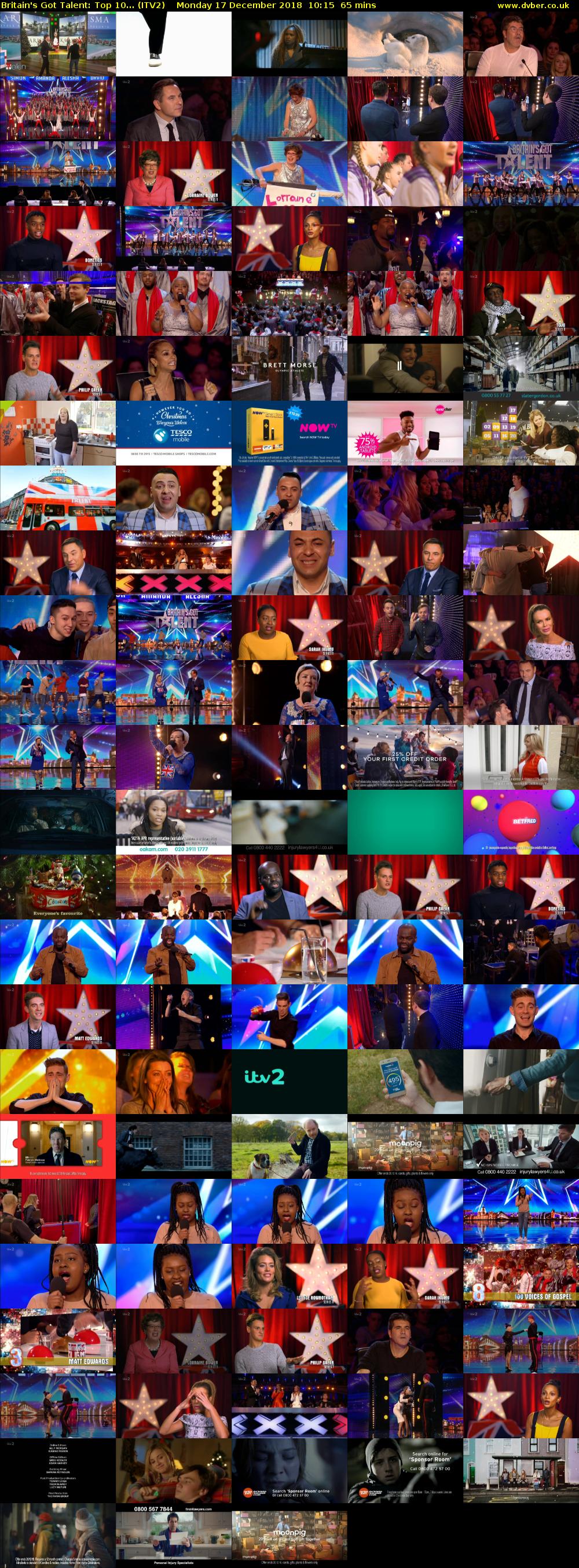 Britain's Got Talent: Top 10... (ITV2) Monday 17 December 2018 10:15 - 11:20