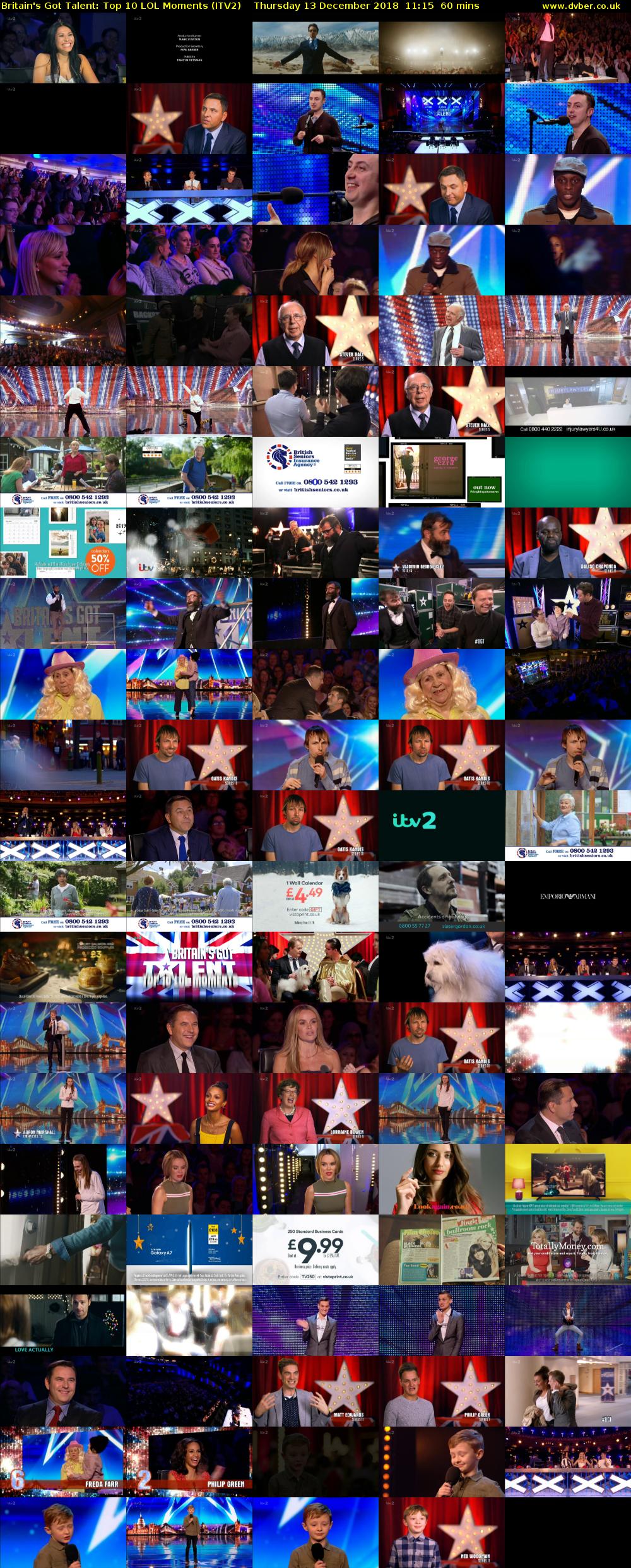 Britain's Got Talent: Top 10 LOL Moments (ITV2) Thursday 13 December 2018 11:15 - 12:15