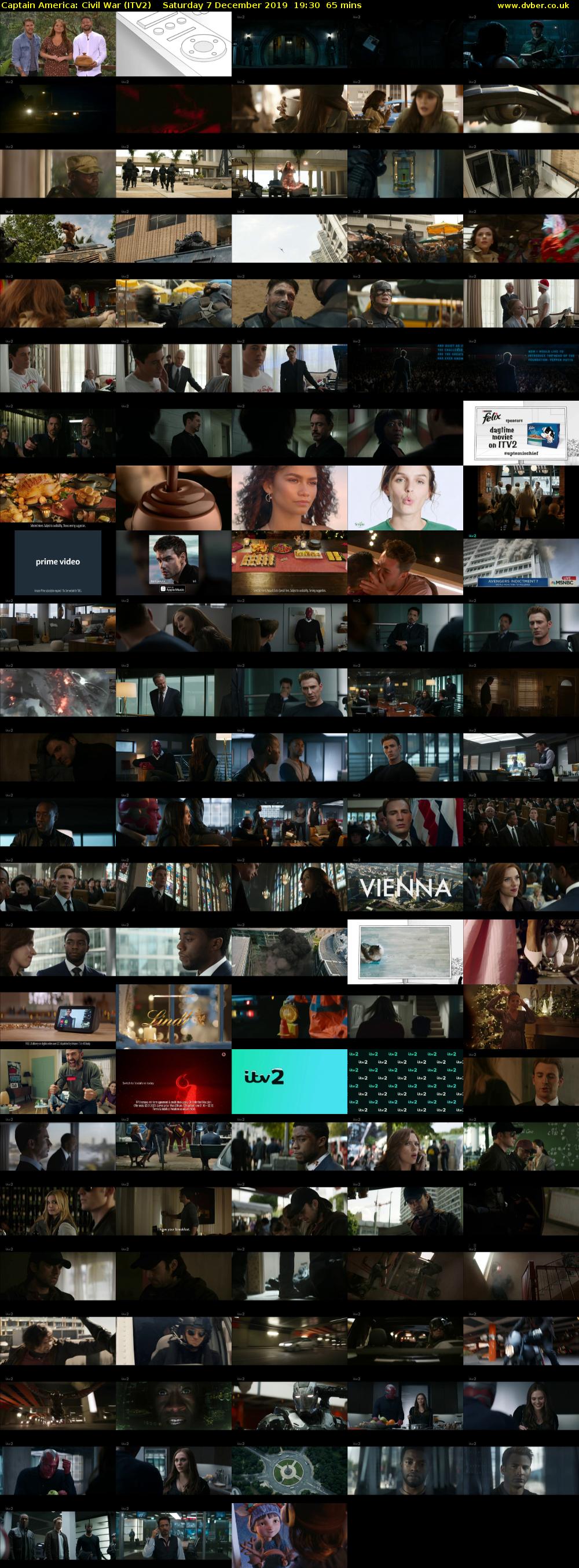Captain America: Civil War (ITV2) Saturday 7 December 2019 19:30 - 20:35