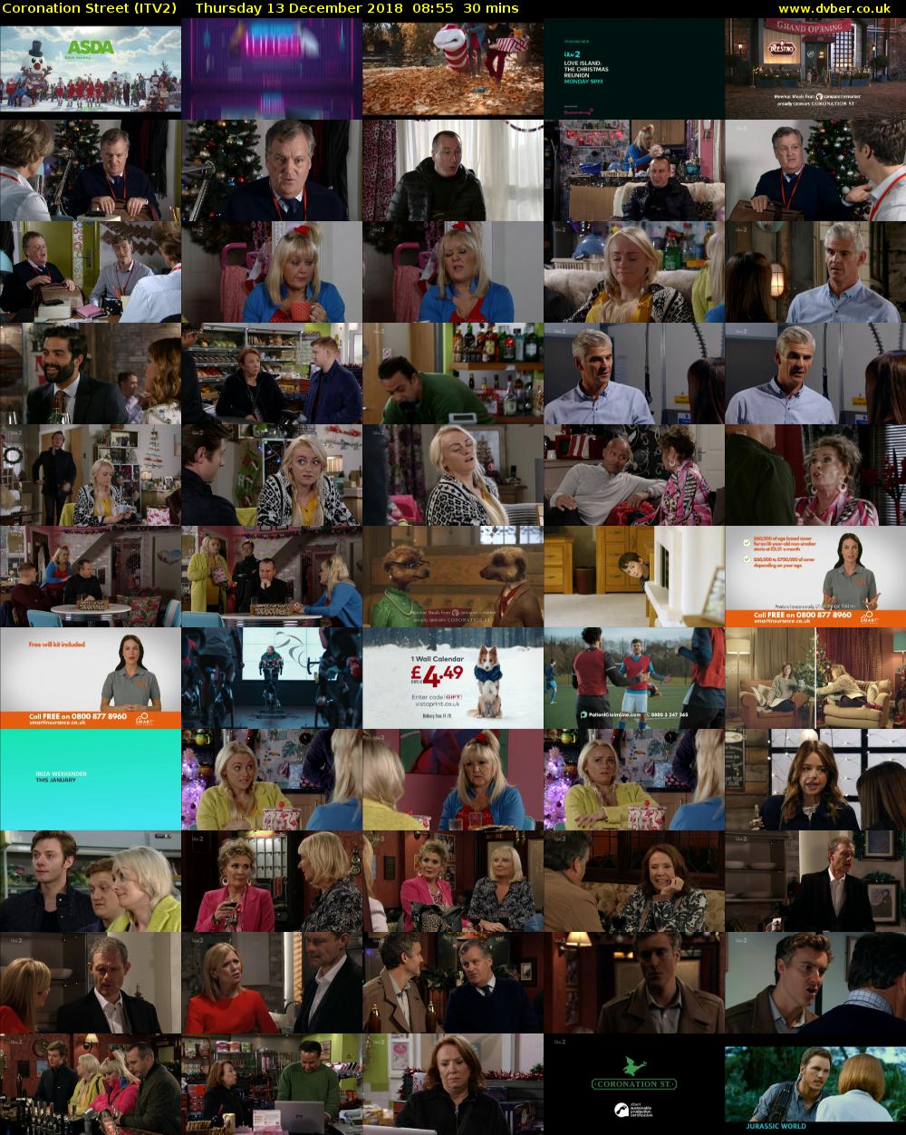 Coronation Street (ITV2) Thursday 13 December 2018 08:55 - 09:25