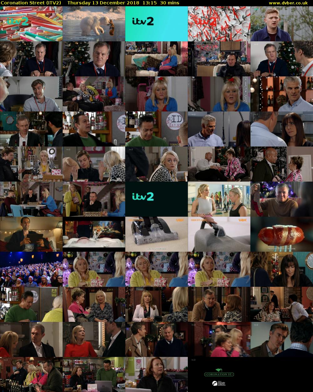 Coronation Street (ITV2) Thursday 13 December 2018 13:15 - 13:45