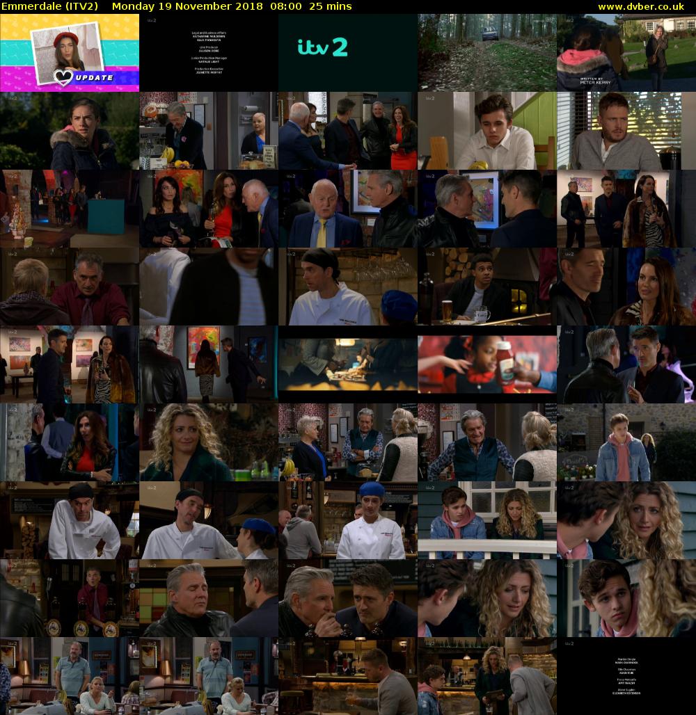 Emmerdale (ITV2) Monday 19 November 2018 08:00 - 08:25