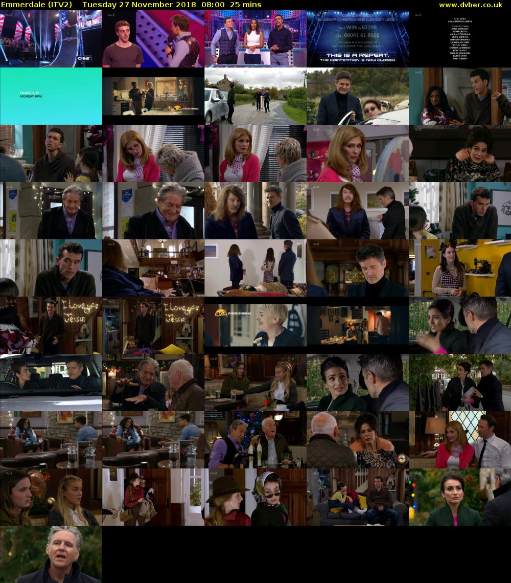 Emmerdale (ITV2) Tuesday 27 November 2018 08:00 - 08:25