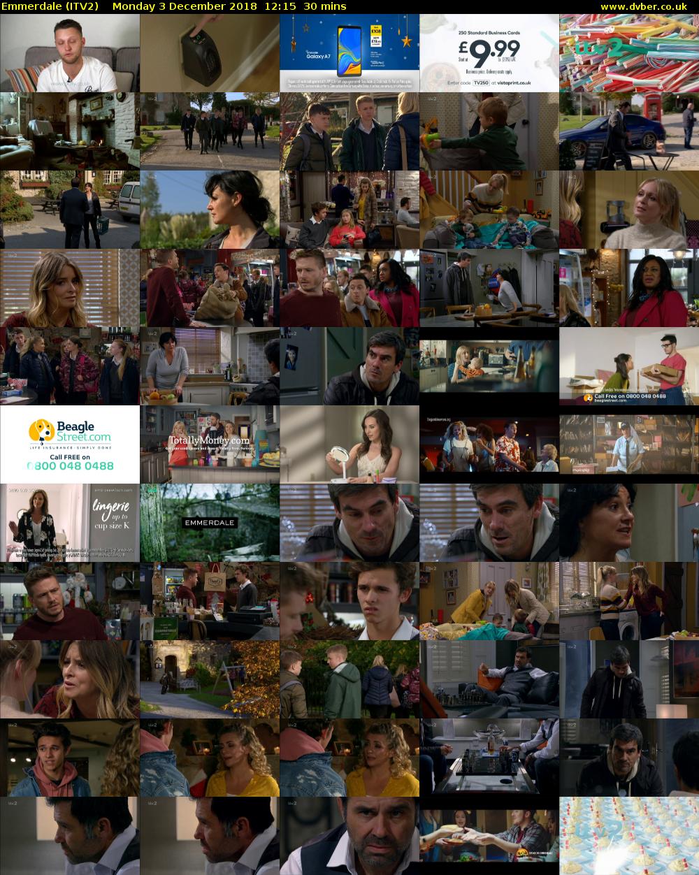 Emmerdale (ITV2) Monday 3 December 2018 12:15 - 12:45