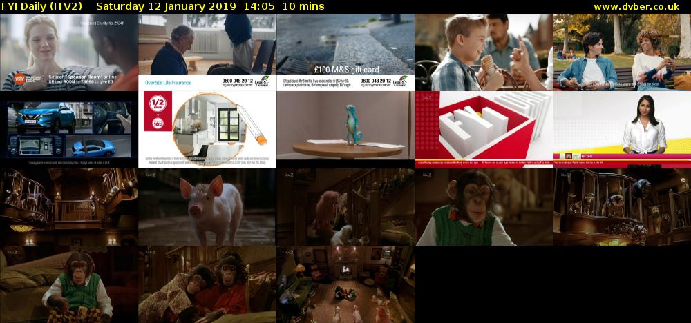 FYI Daily (ITV2) Saturday 12 January 2019 14:05 - 14:15