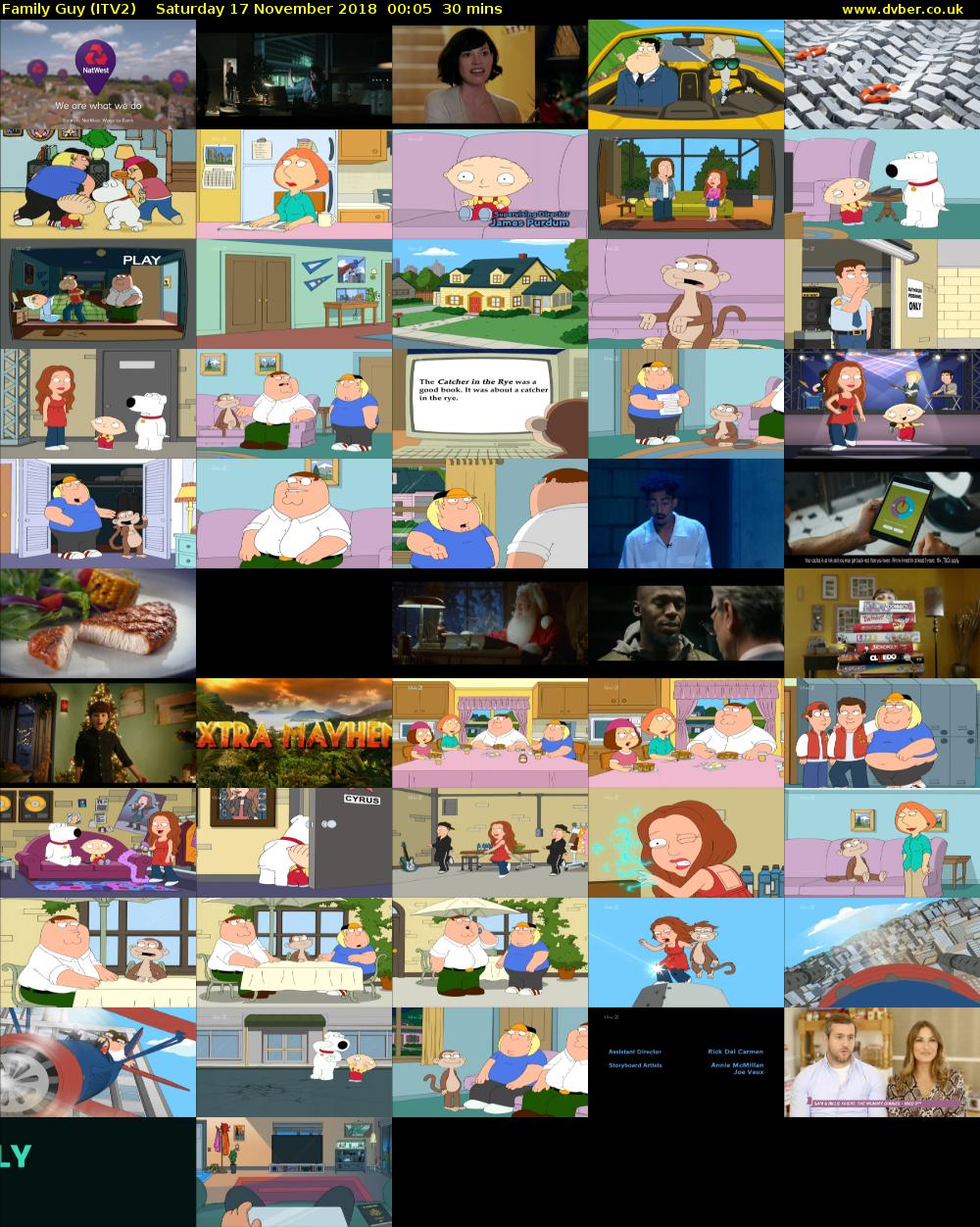 Family Guy (ITV2) Saturday 17 November 2018 00:05 - 00:35