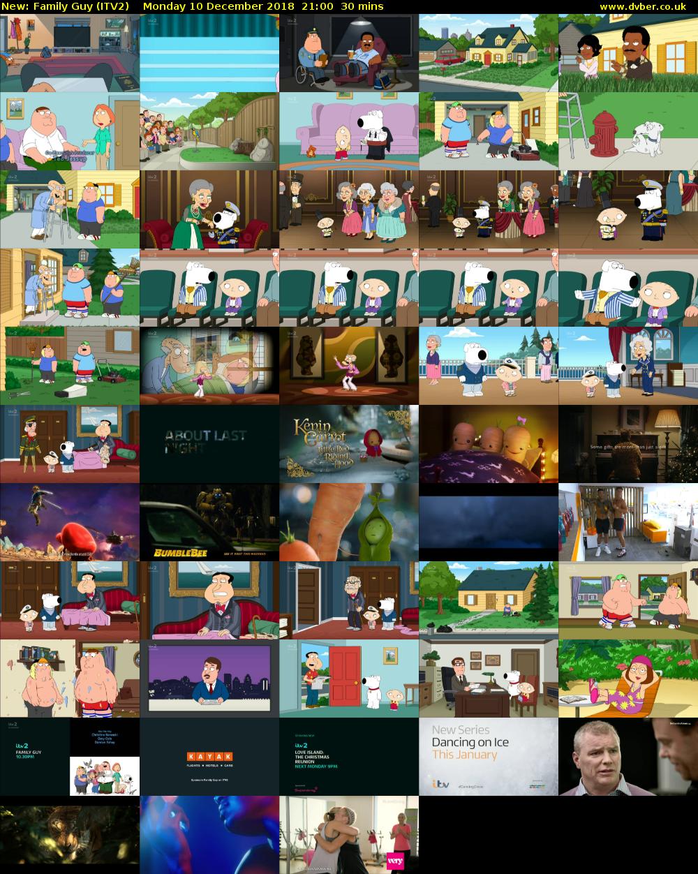 Family Guy (ITV2) Monday 10 December 2018 21:00 - 21:30