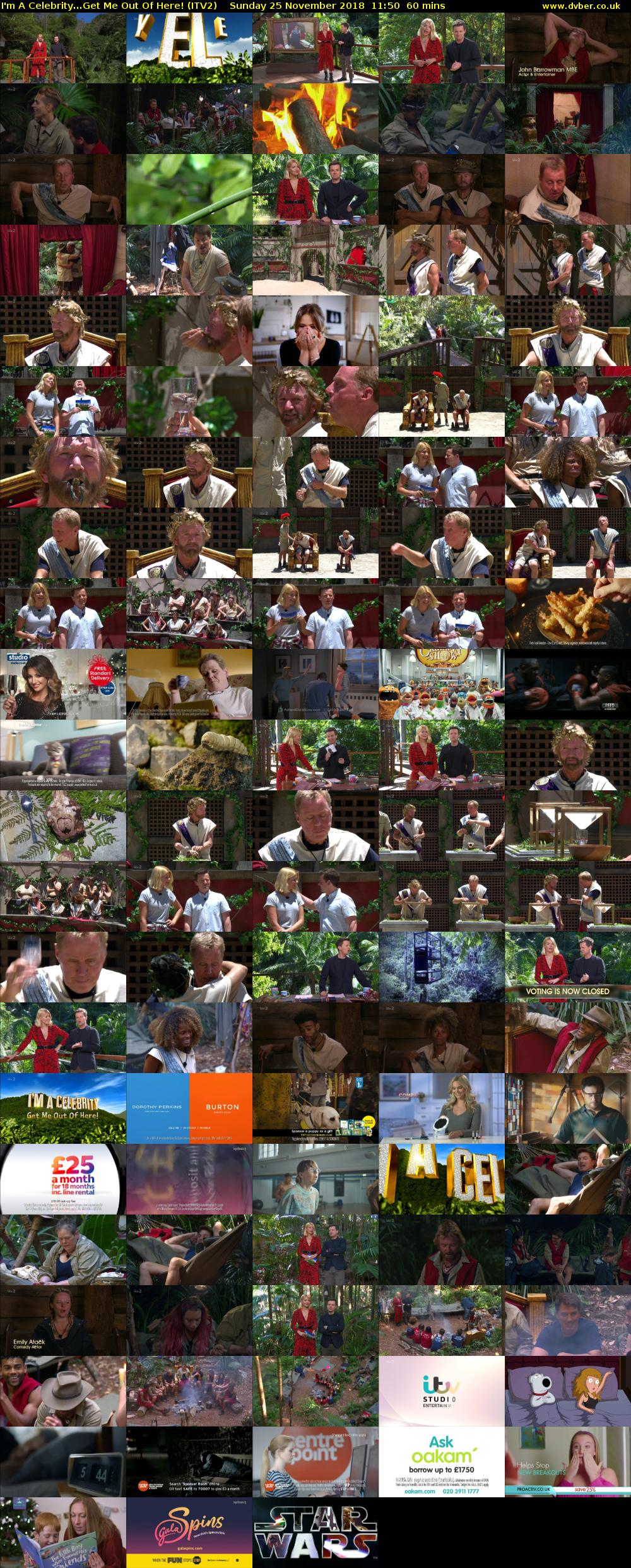 I'm A Celebrity...Get Me Out Of Here! (ITV2) Sunday 25 November 2018 11:50 - 12:50