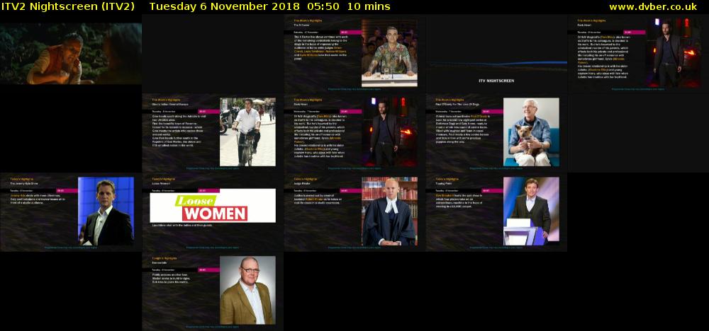 ITV2 Nightscreen (ITV2) Tuesday 6 November 2018 05:50 - 06:00