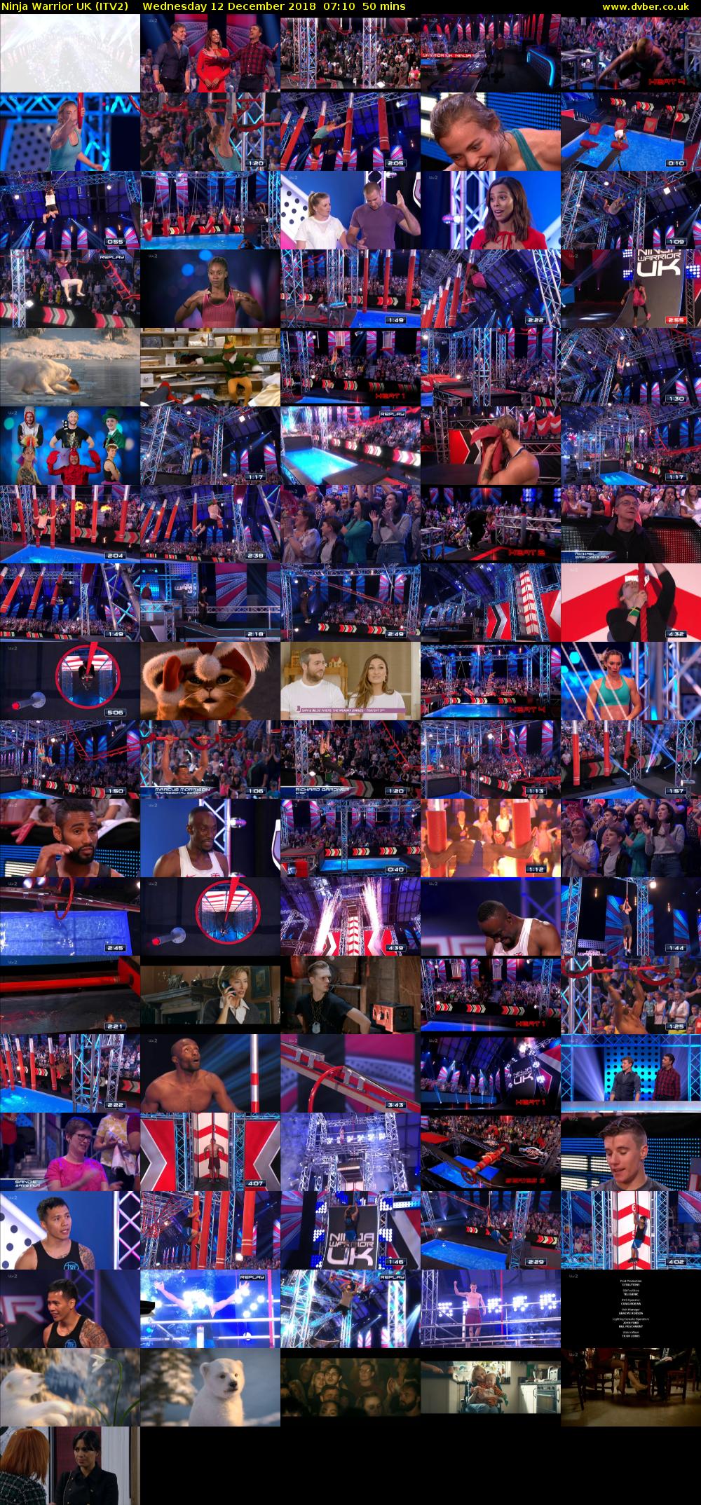 Ninja Warrior UK (ITV2) Wednesday 12 December 2018 07:10 - 08:00