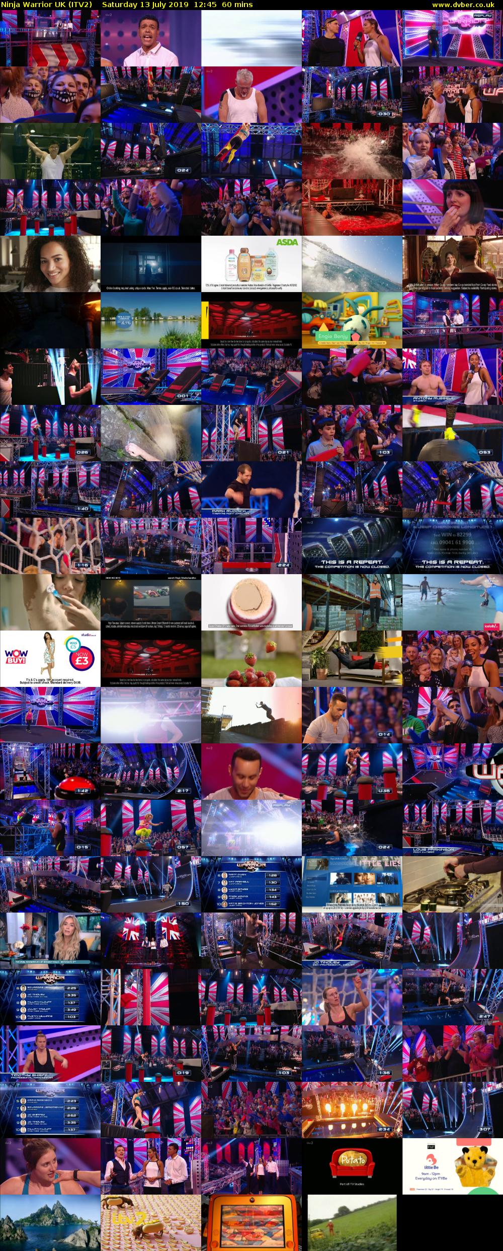 Ninja Warrior UK (ITV2) Saturday 13 July 2019 12:45 - 13:45