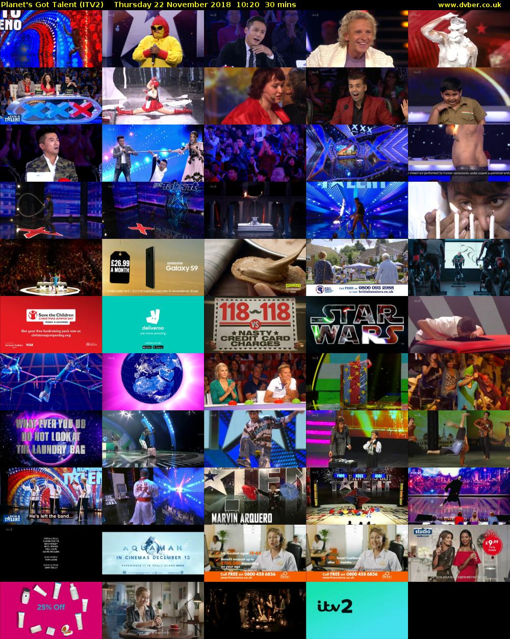 Planet's Got Talent (ITV2) Thursday 22 November 2018 10:20 - 10:50