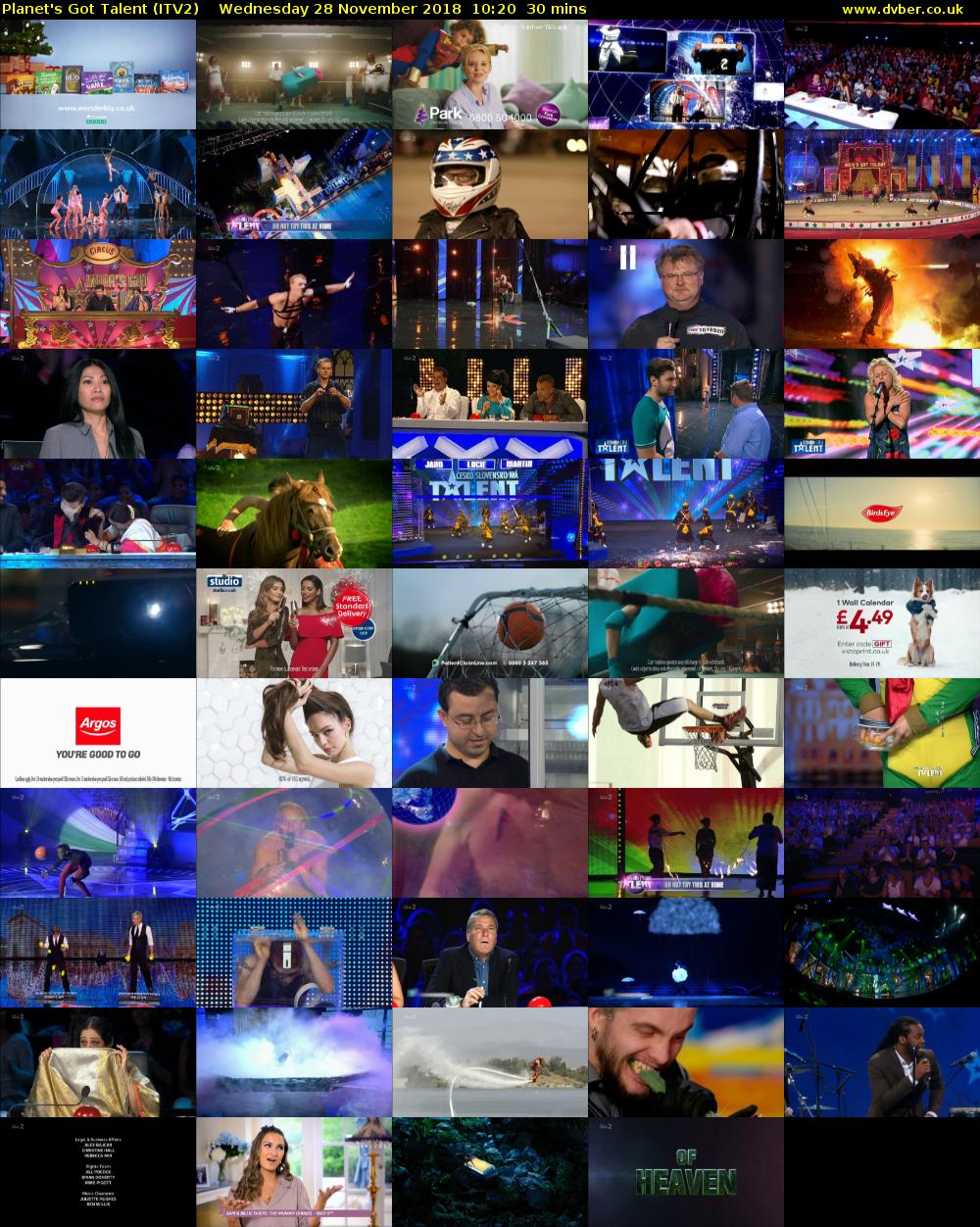 Planet's Got Talent (ITV2) Wednesday 28 November 2018 10:20 - 10:50