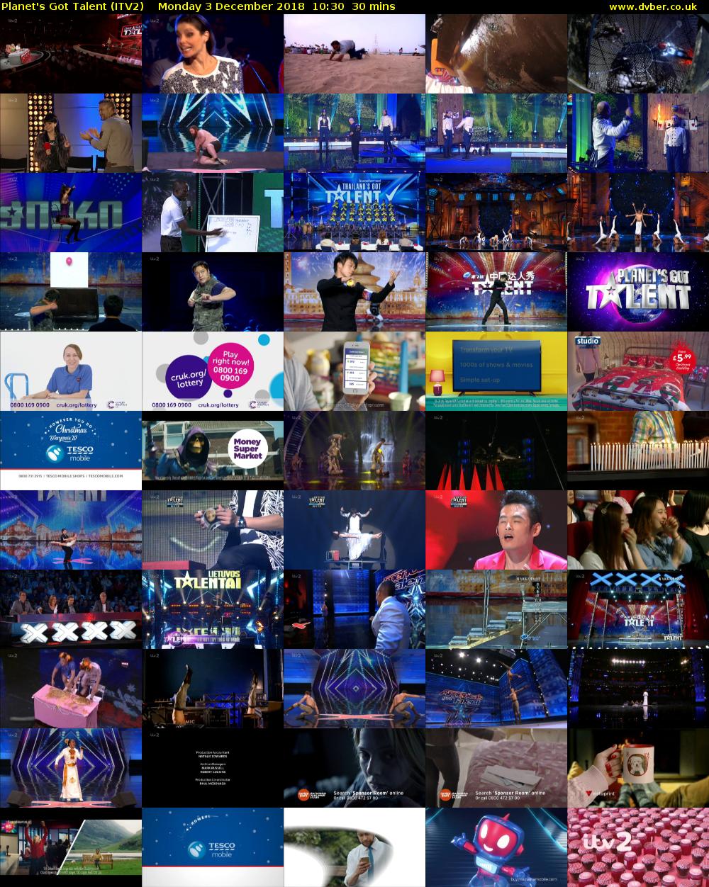 Planet's Got Talent (ITV2) Monday 3 December 2018 10:30 - 11:00
