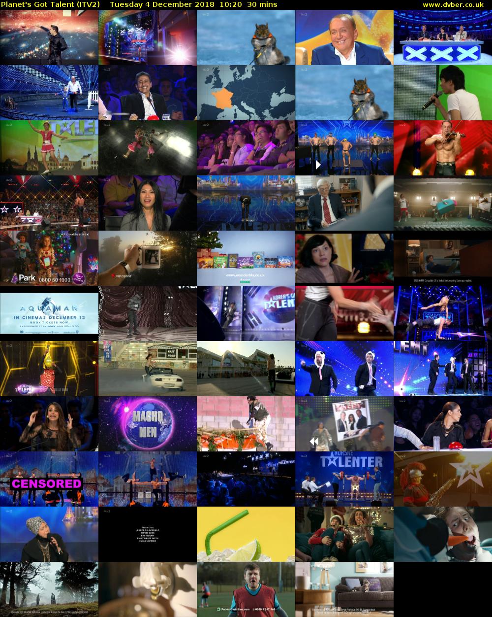 Planet's Got Talent (ITV2) Tuesday 4 December 2018 10:20 - 10:50