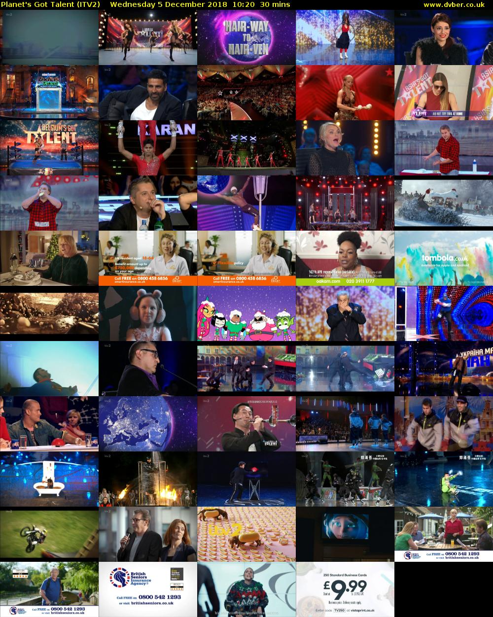 Planet's Got Talent (ITV2) Wednesday 5 December 2018 10:20 - 10:50