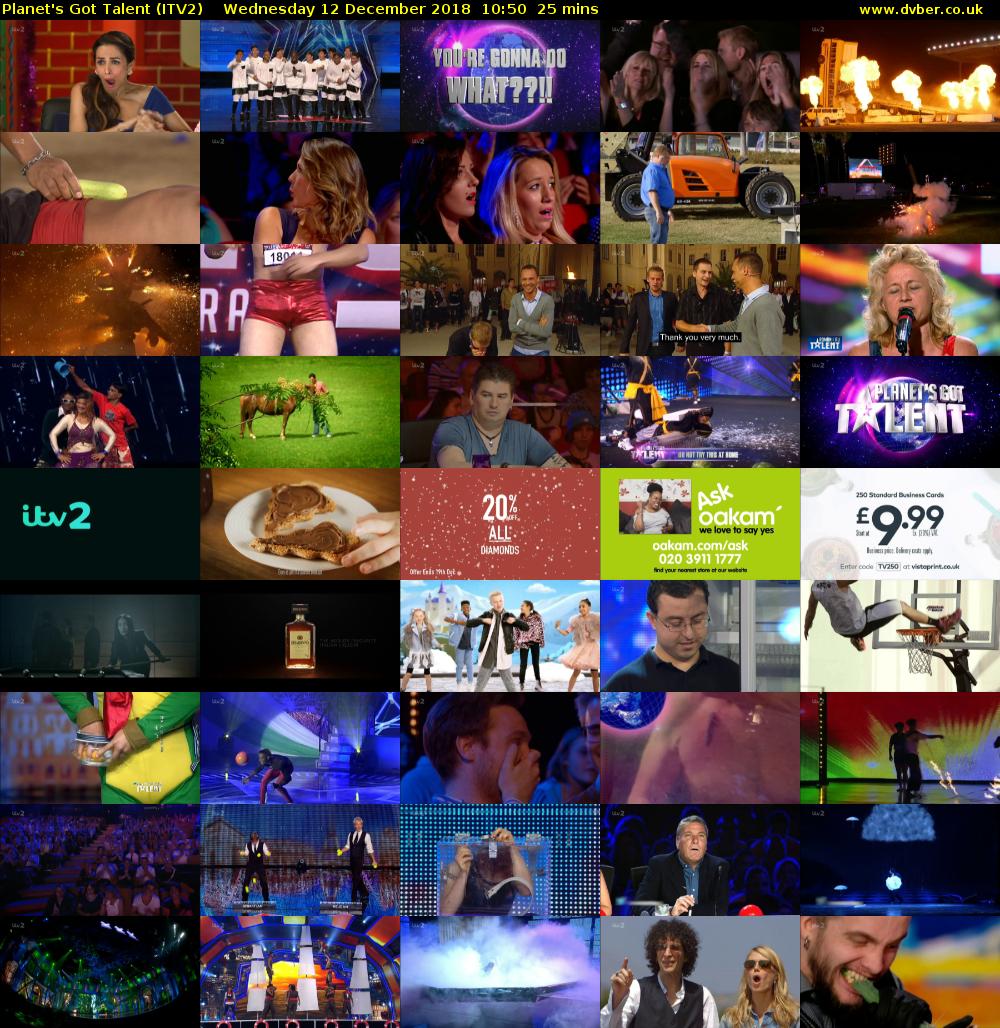 Planet's Got Talent (ITV2) Wednesday 12 December 2018 10:50 - 11:15