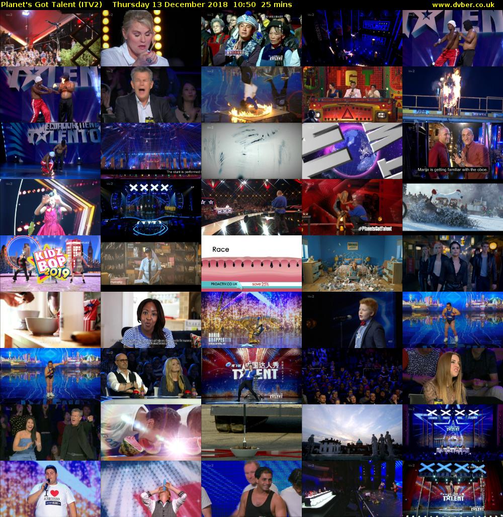Planet's Got Talent (ITV2) Thursday 13 December 2018 10:50 - 11:15