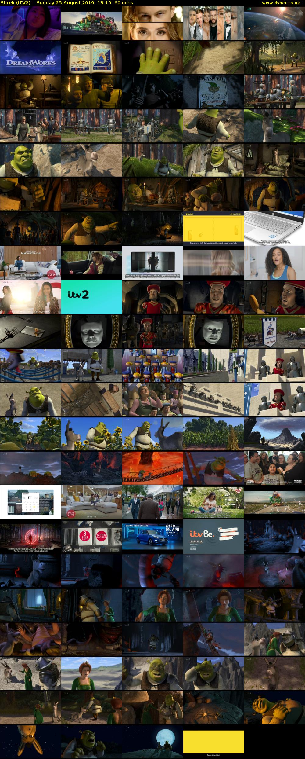 Shrek (ITV2) Sunday 25 August 2019 18:10 - 19:10