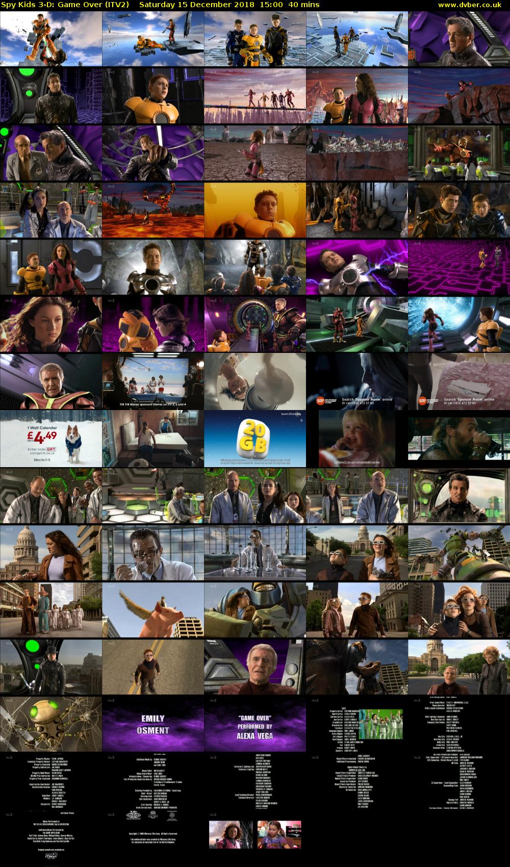 Spy Kids 3-D: Game Over (ITV2) Saturday 15 December 2018 15:00 - 15:40