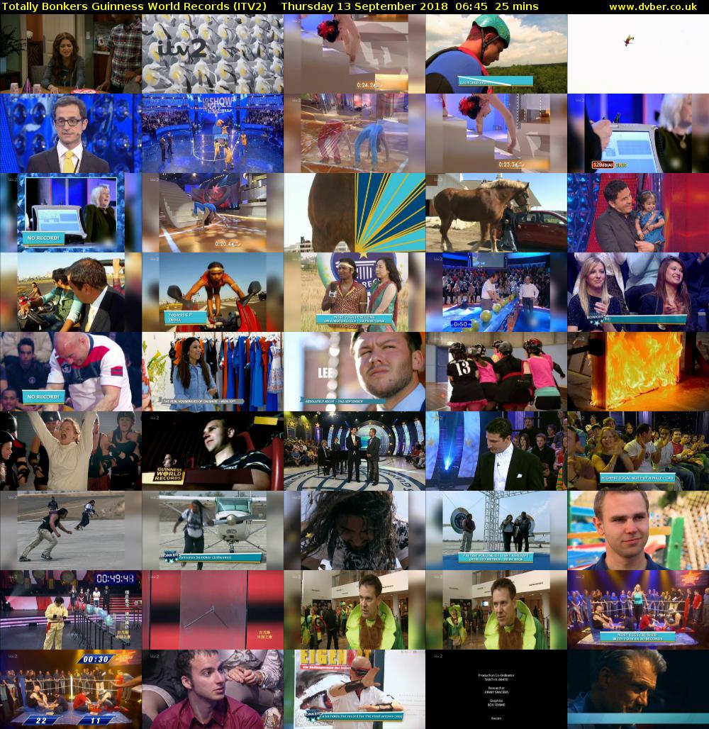Totally Bonkers Guinness World Records (ITV2) Thursday 13 September 2018 06:45 - 07:10