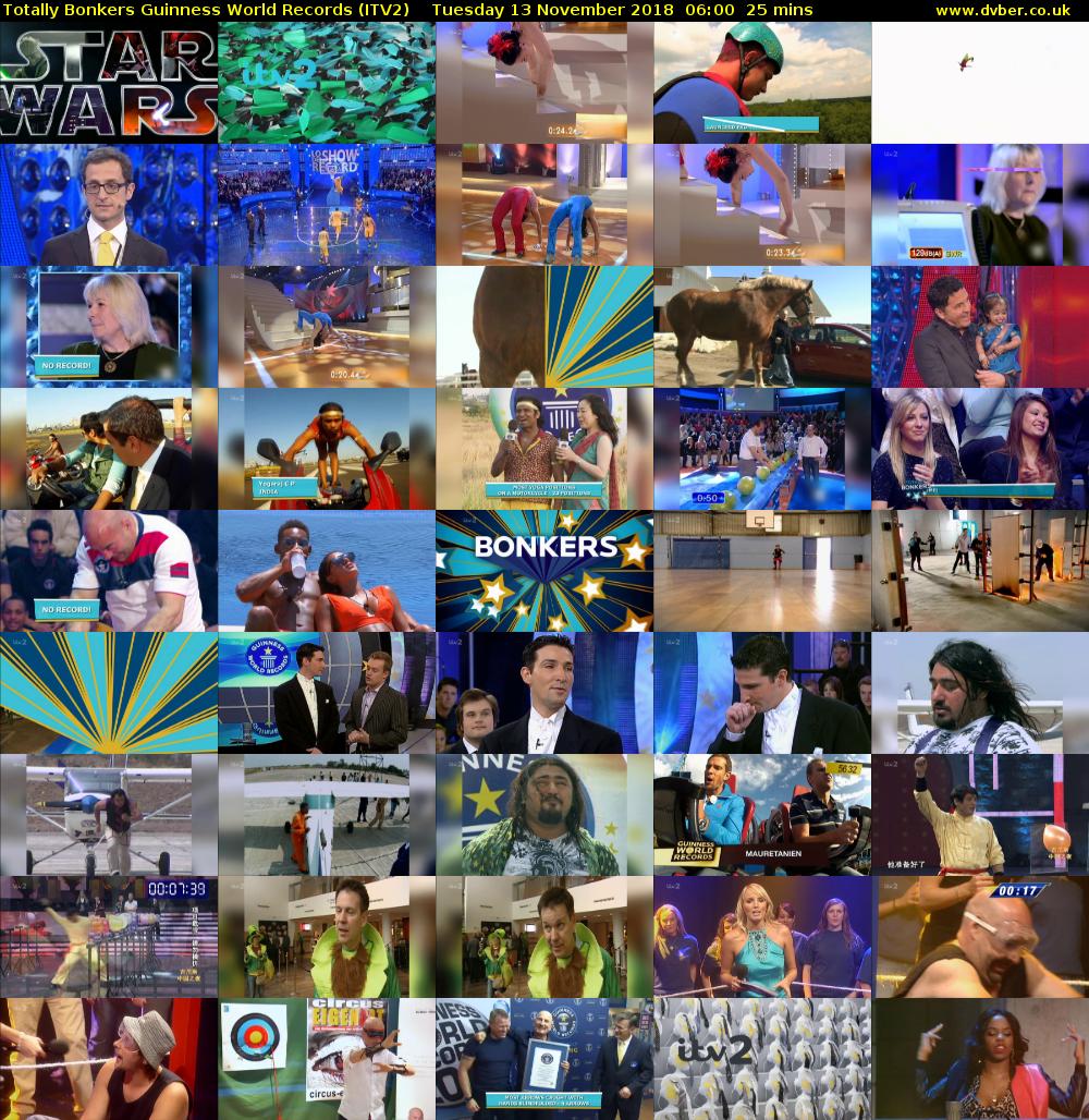 Totally Bonkers Guinness World Records (ITV2) Tuesday 13 November 2018 06:00 - 06:25