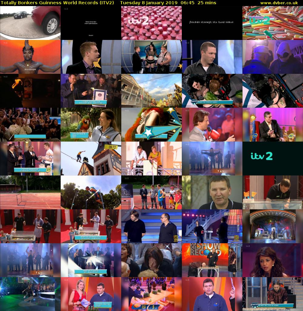 Totally Bonkers Guinness World Records (ITV2) Tuesday 8 January 2019 06:45 - 07:10