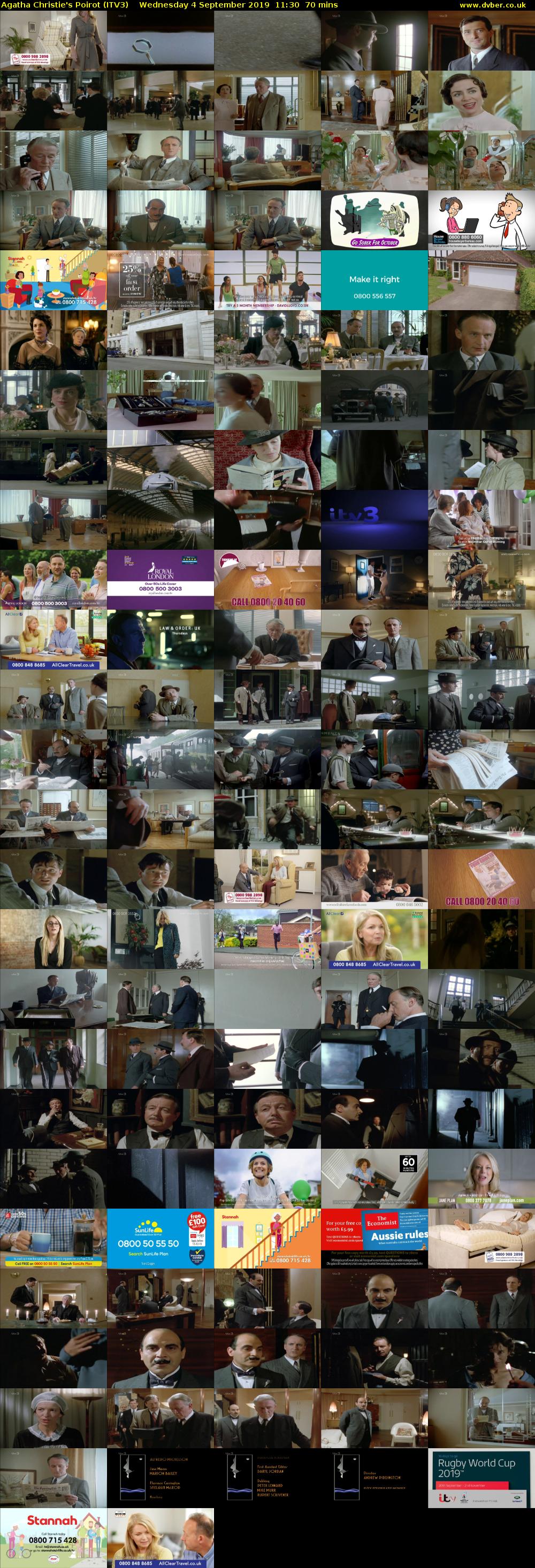 Agatha Christie's Poirot (ITV3) Wednesday 4 September 2019 11:30 - 12:40