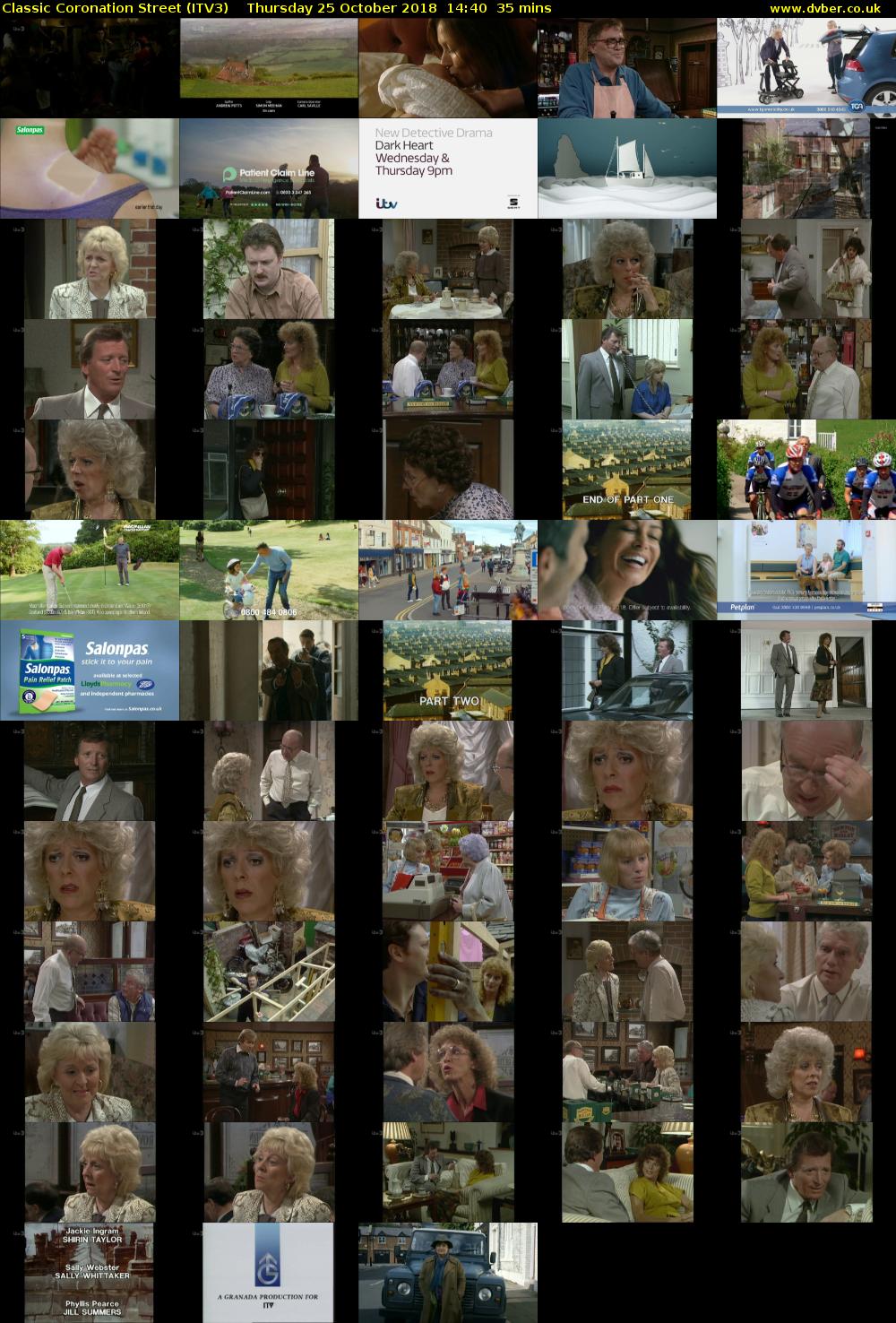 Classic Coronation Street (ITV3) Thursday 25 October 2018 14:40 - 15:15