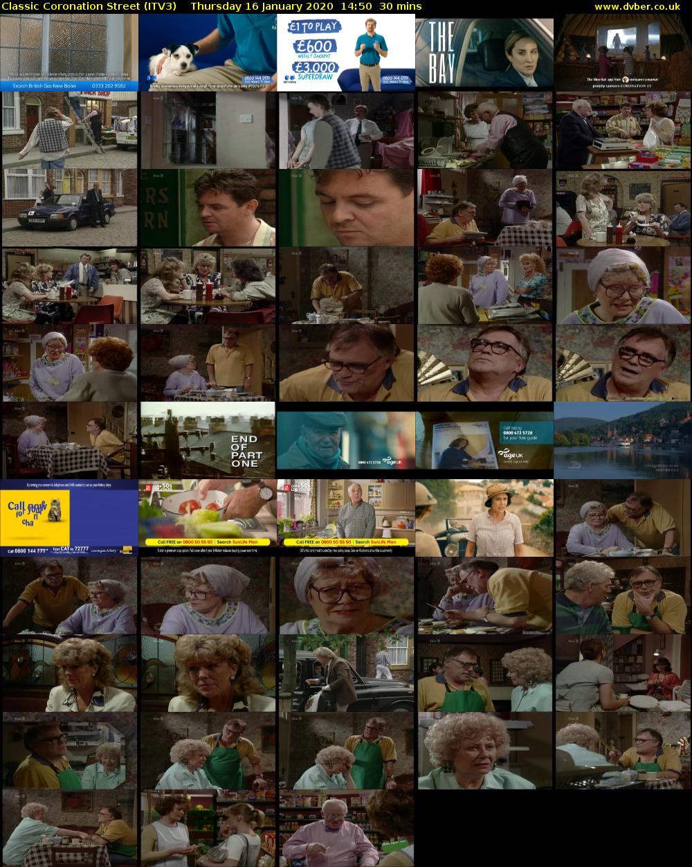 Classic Coronation Street (ITV3) Thursday 16 January 2020 14:50 - 15:20