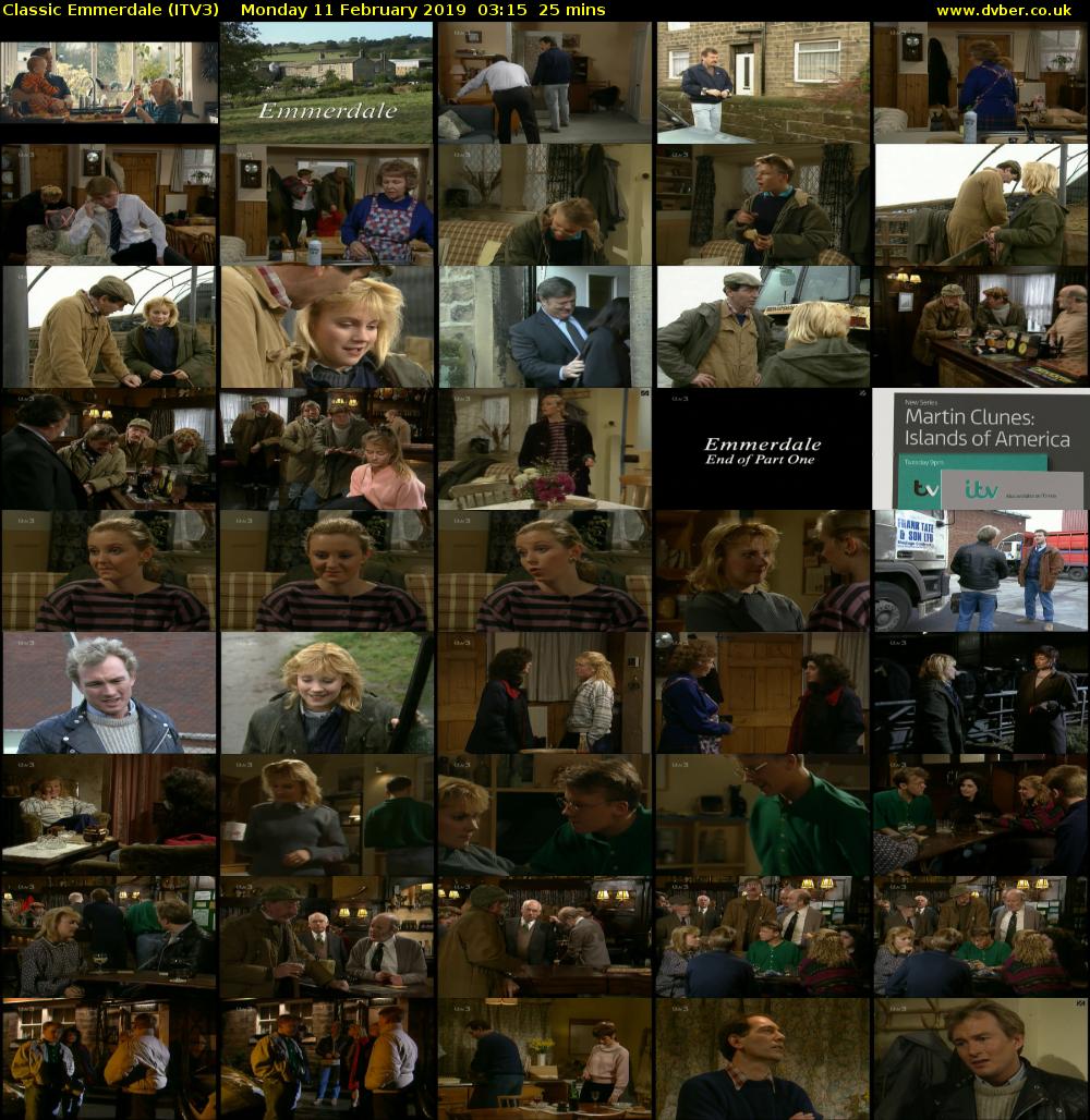 Classic Emmerdale (ITV3) Monday 11 February 2019 03:15 - 03:40