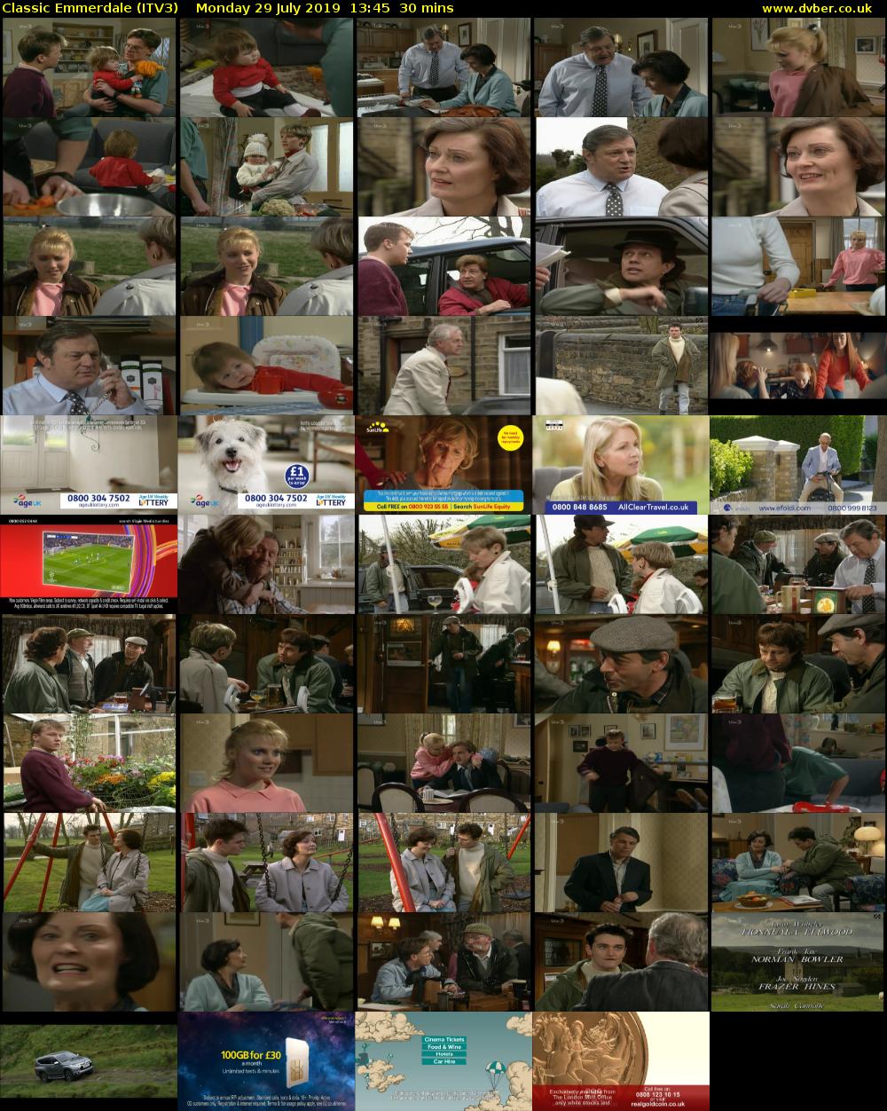 Classic Emmerdale (ITV3) Monday 29 July 2019 13:45 - 14:15