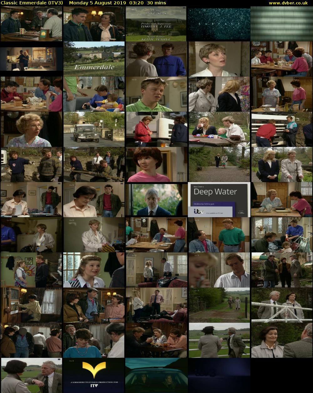 Classic Emmerdale (ITV3) Monday 5 August 2019 03:20 - 03:50