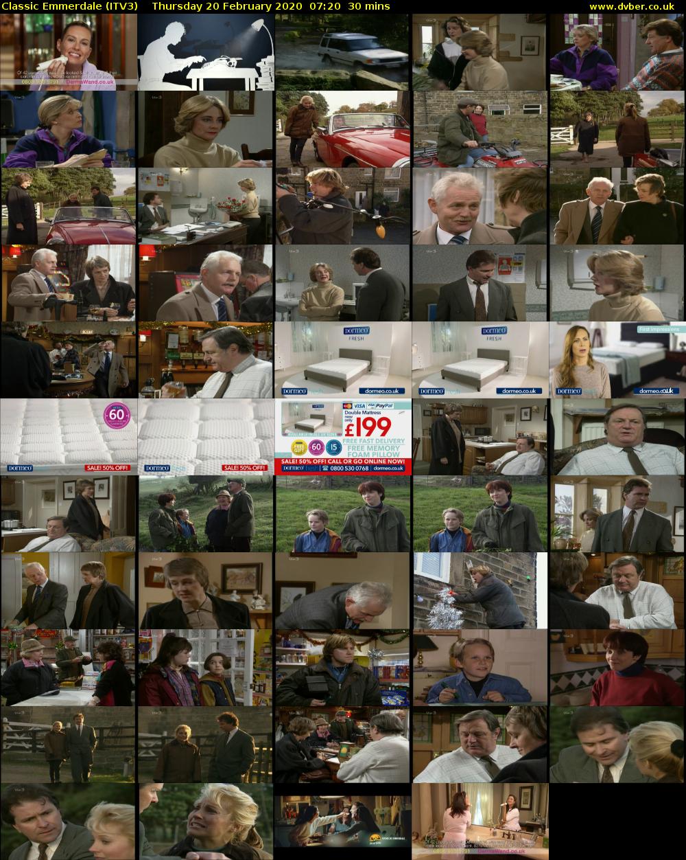 Classic Emmerdale (ITV3) Thursday 20 February 2020 07:20 - 07:50