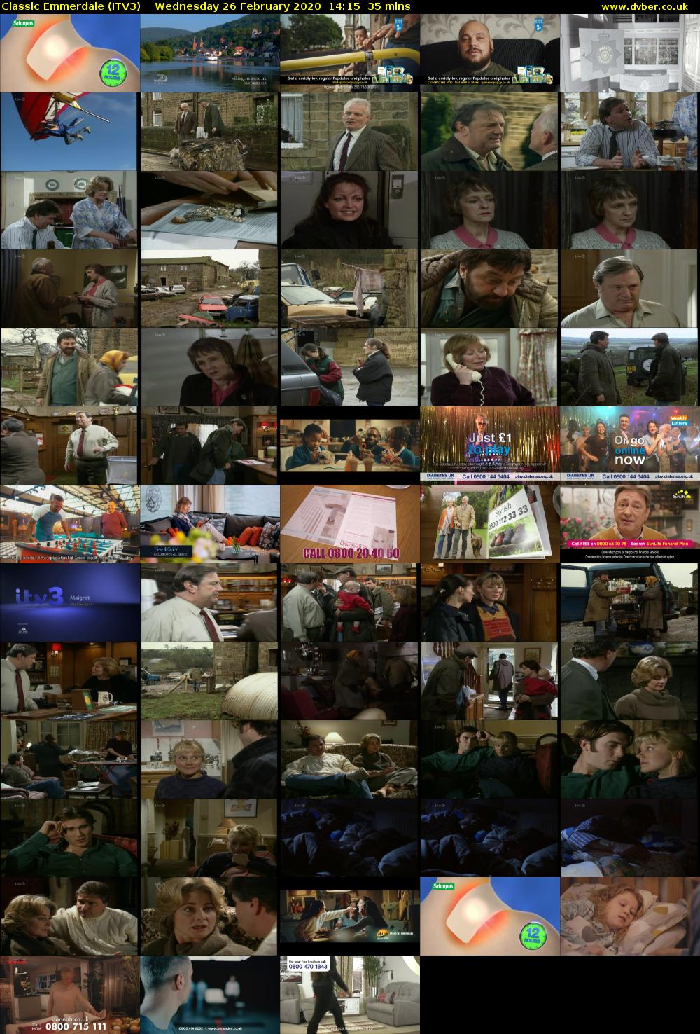 Classic Emmerdale (ITV3) Wednesday 26 February 2020 14:15 - 14:50