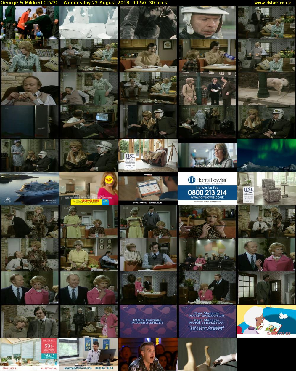 George & Mildred (ITV3) Wednesday 22 August 2018 09:50 - 10:20