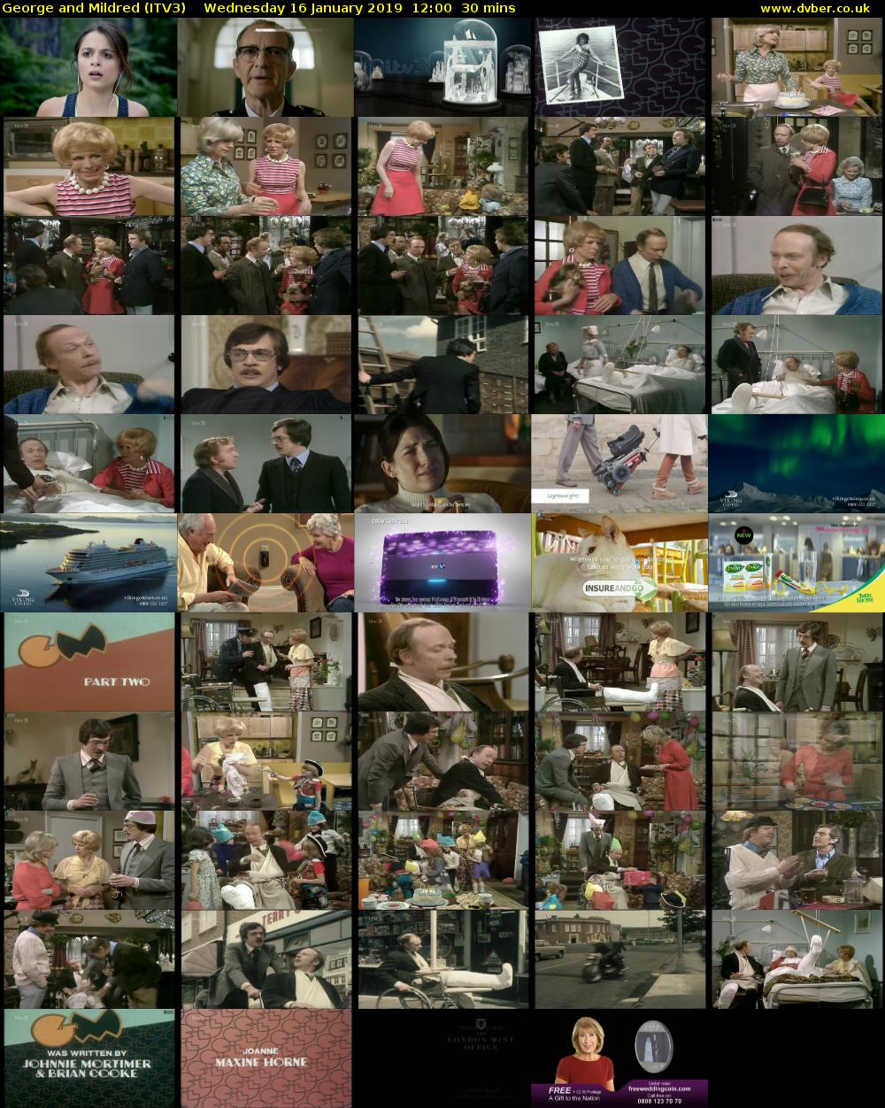George and Mildred (ITV3) Wednesday 16 January 2019 12:00 - 12:30