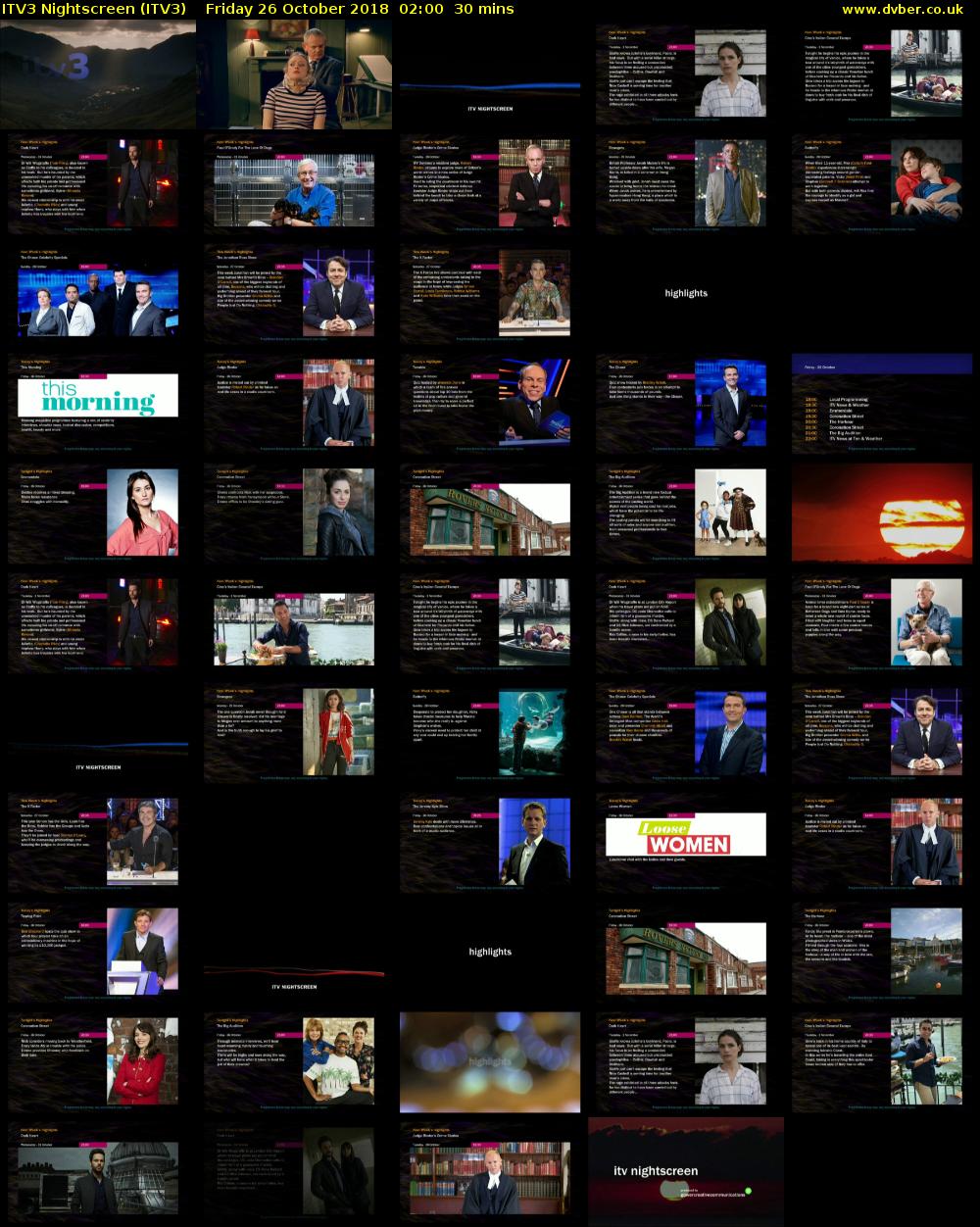 ITV3 Nightscreen (ITV3) Friday 26 October 2018 02:00 - 02:30