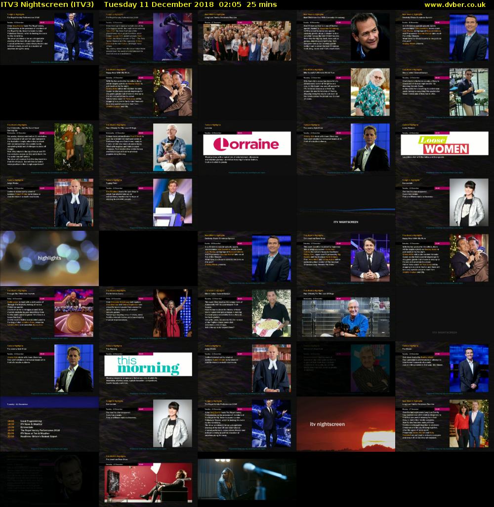 ITV3 Nightscreen (ITV3) Tuesday 11 December 2018 02:05 - 02:30