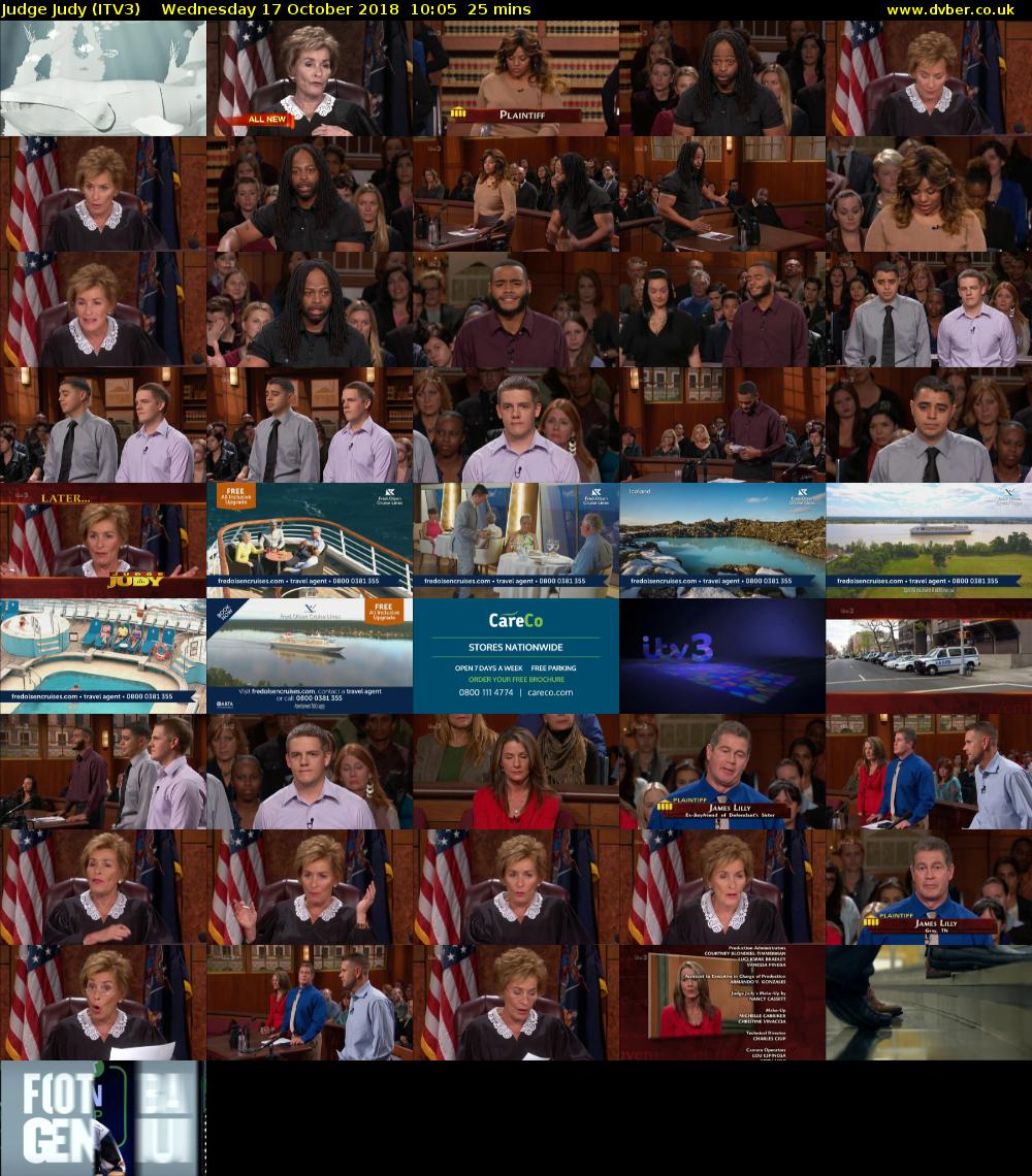 Judge Judy (ITV3) Wednesday 17 October 2018 10:05 - 10:30