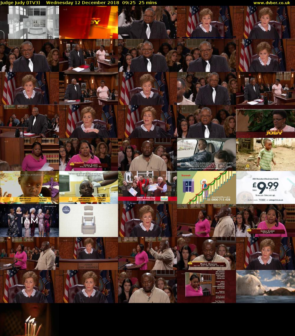 Judge Judy (ITV3) Wednesday 12 December 2018 09:25 - 09:50
