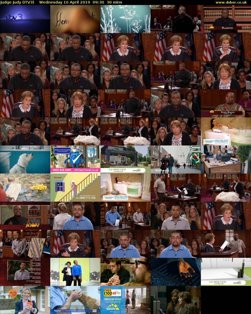 Judge Judy (ITV3) Wednesday 10 April 2019 09:30 - 10:00