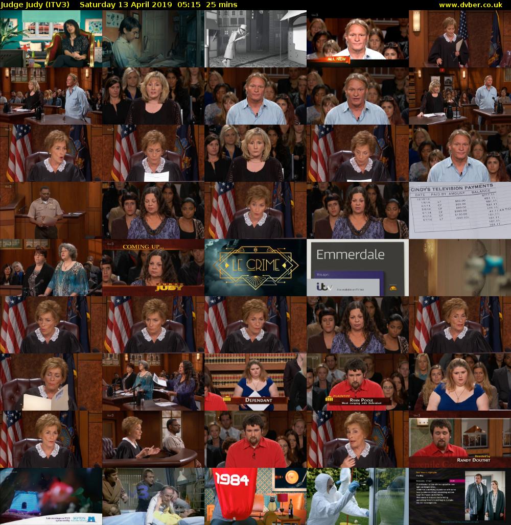 Judge Judy (ITV3) Saturday 13 April 2019 05:15 - 05:40